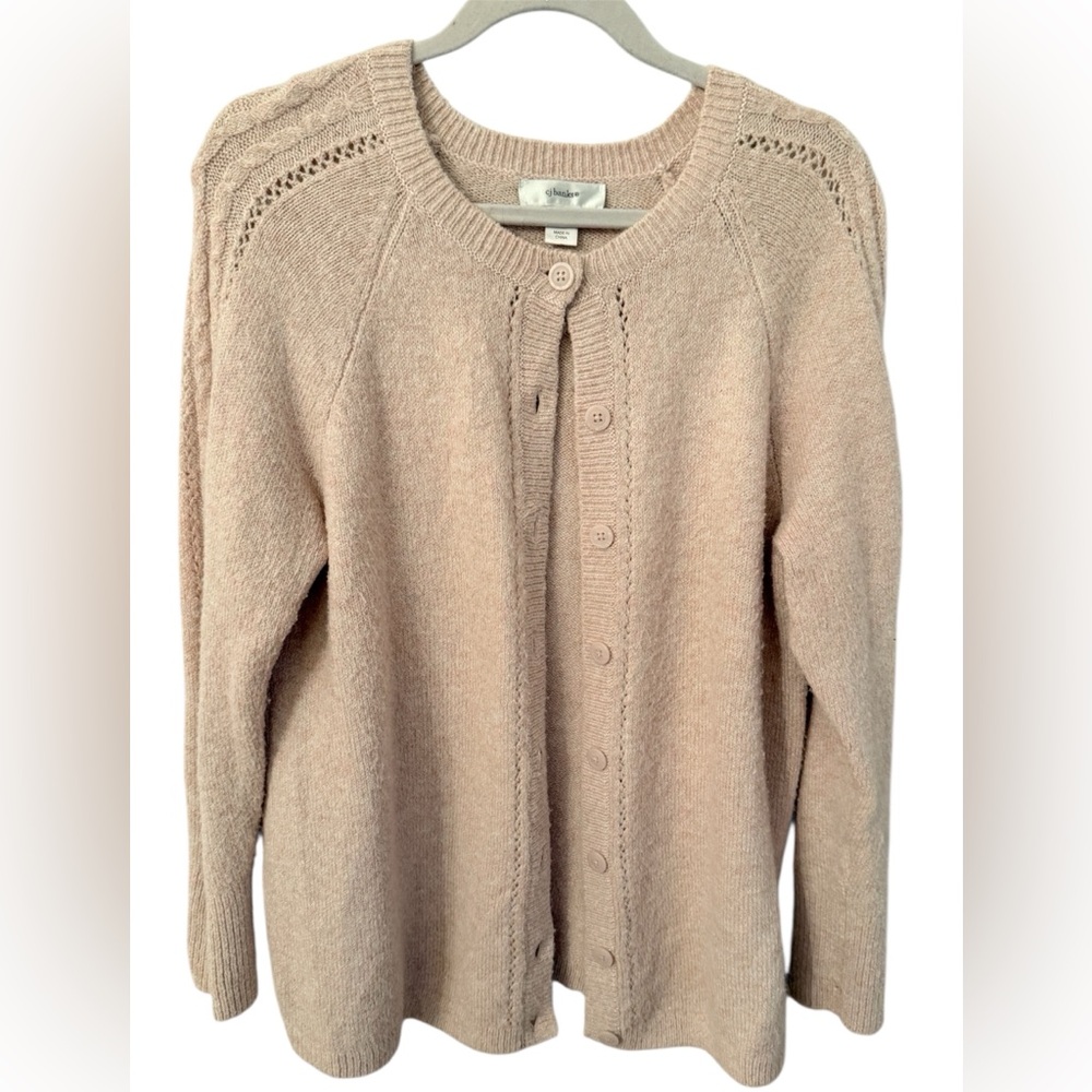 CJ Banks Sweater Button-Front Knit Cardigan Sweater – Blush – Size X